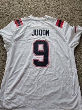 Judon NFL White On-Field Football Jersey with Navy Accents